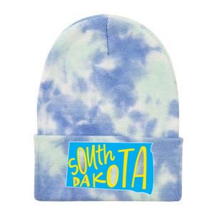 South Dakota Hand Drawn State Outline Tie Dye 12in Knit Beanie