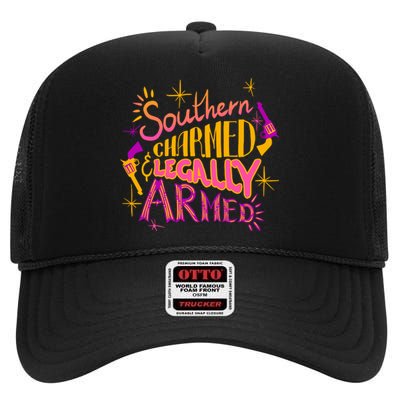 Southern Charmed Legally Armed 2nd Amendment High Crown Mesh Back Trucker Hat