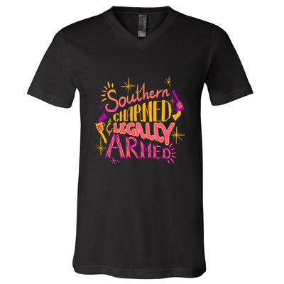 Southern Charmed Legally Armed 2nd Amendment V-Neck T-Shirt