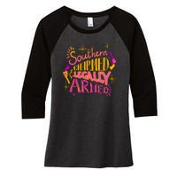 Southern Charmed Legally Armed 2nd Amendment Women's Tri-Blend 3/4-Sleeve Raglan Shirt