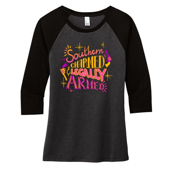 Southern Charmed Legally Armed 2nd Amendment Women's Tri-Blend 3/4-Sleeve Raglan Shirt