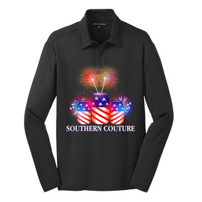 Southern Couture July 4th Silk Touch Performance Long Sleeve Polo