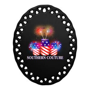 Southern Couture July 4th Ceramic Oval Ornament