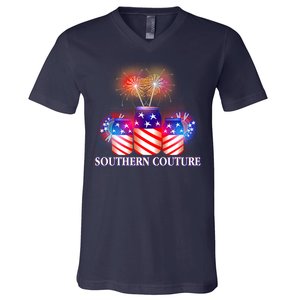 Southern Couture July 4th V-Neck T-Shirt