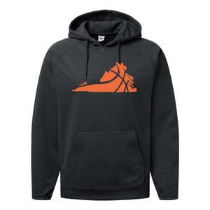 State Of Virginia Basketball Design Graphic Performance Fleece Hoodie