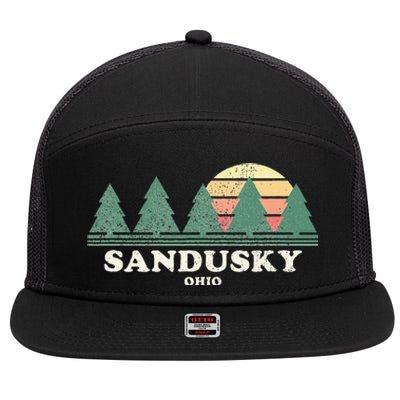 Sandusky Oh Vintage Throwback Retro 70s Design 7 Panel Mesh Trucker Snapback Hat