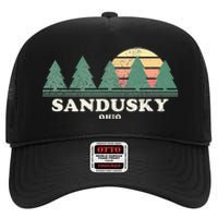 Sandusky Oh Vintage Throwback Retro 70s Design High Crown Mesh Back Trucker Hat