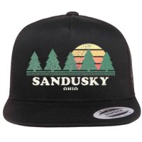 Sandusky Oh Vintage Throwback Retro 70s Design Flat Bill Trucker Hat