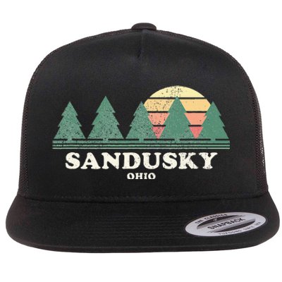 Sandusky Oh Vintage Throwback Retro 70s Design Flat Bill Trucker Hat