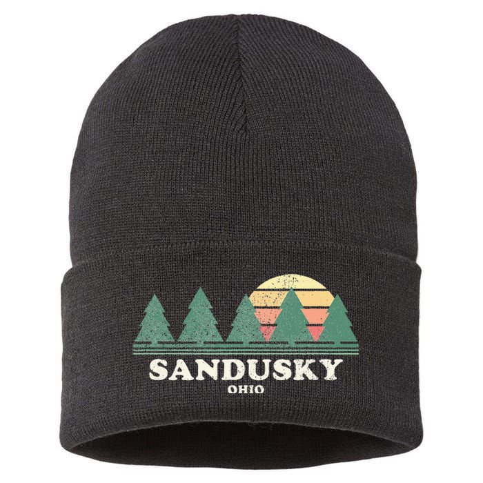 Sandusky Oh Vintage Throwback Retro 70s Design Sustainable Knit Beanie