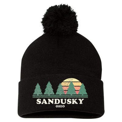 Sandusky Oh Vintage Throwback Retro 70s Design Pom Pom 12in Knit Beanie