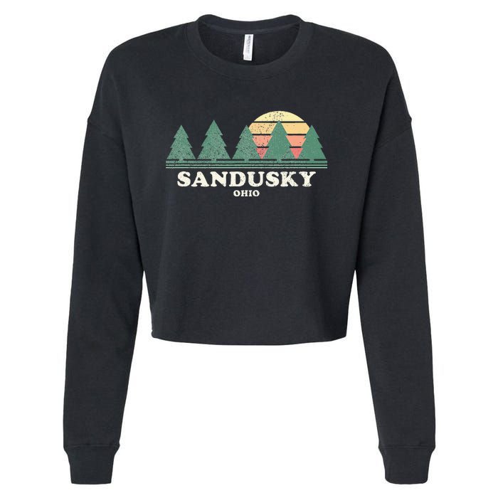 Sandusky Oh Vintage Throwback Retro 70s Design Cropped Pullover Crew