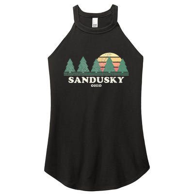 Sandusky Oh Vintage Throwback Retro 70s Design Women's Perfect Tri Rocker Tank