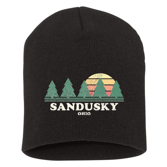 Sandusky Oh Vintage Throwback Retro 70s Design Short Acrylic Beanie