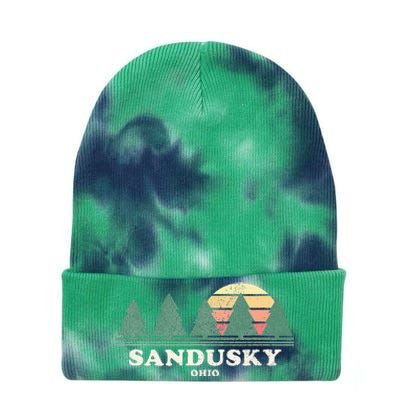 Sandusky Oh Vintage Throwback Retro 70s Design Tie Dye 12in Knit Beanie