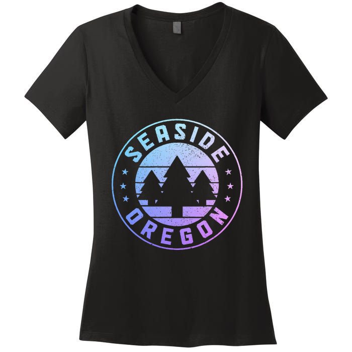 Seaside Oregon Vintage Pride Women's V-Neck T-Shirt