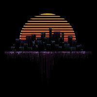 Synthwave Outrun Vaporwave City Sunset Aesthetic Flatbill Hat