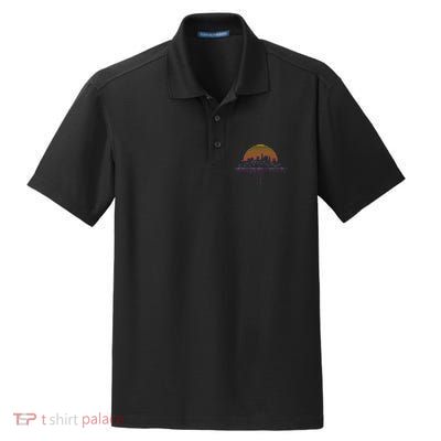 Synthwave Outrun Vaporwave City Sunset Aesthetic Dry Zone Grid Polo