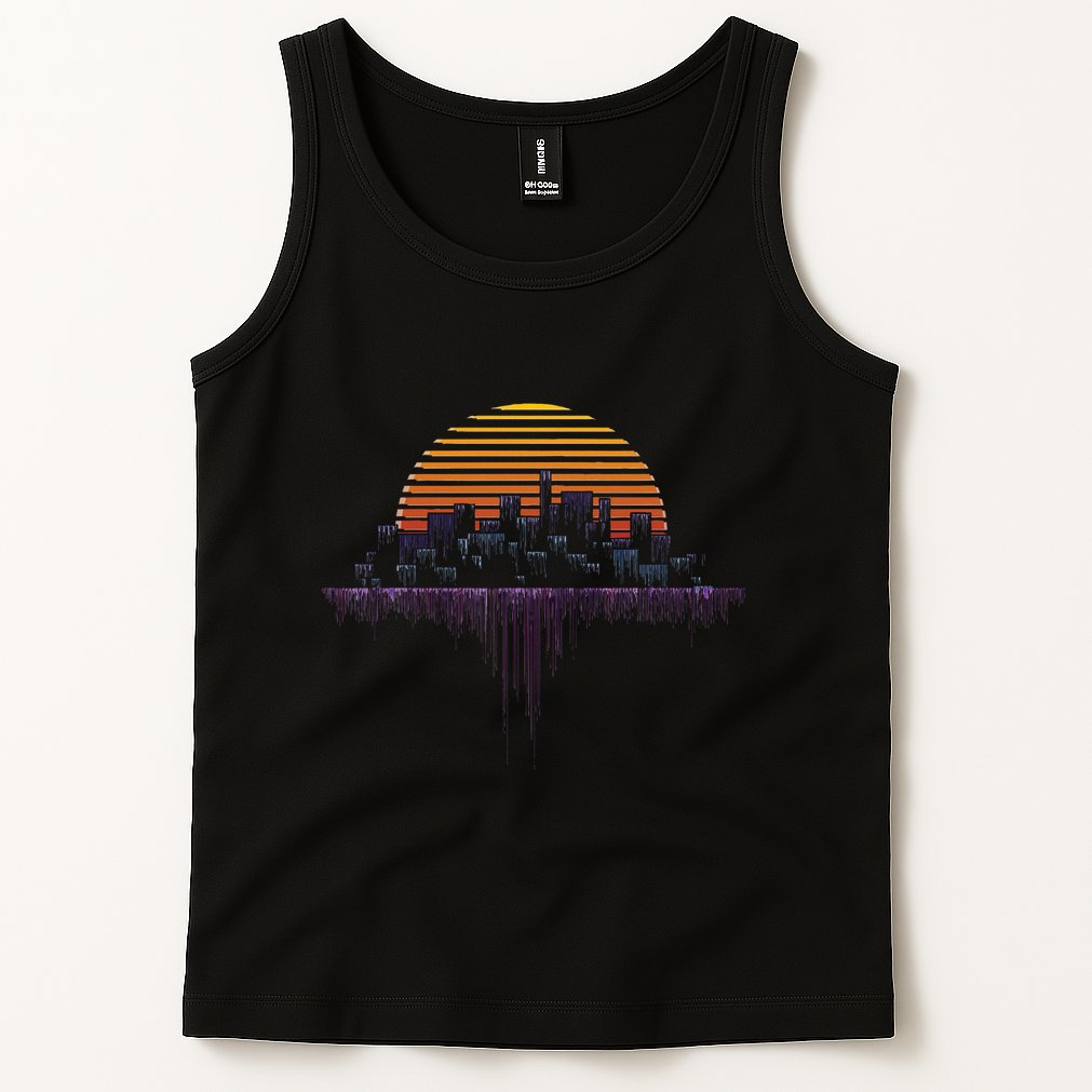 Synthwave Outrun Vaporwave City Sunset Aesthetic Tank Top