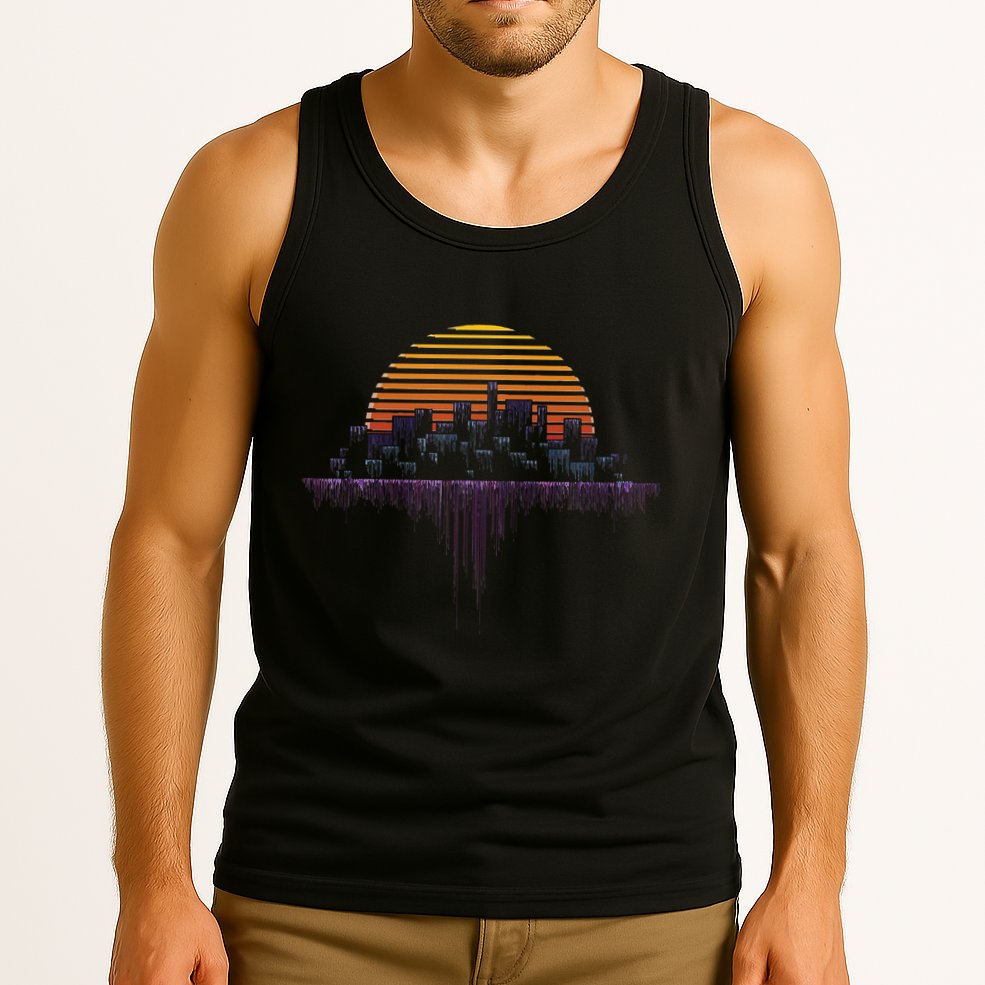Synthwave Outrun Vaporwave City Sunset Aesthetic Tank Top