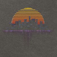 Synthwave Outrun Vaporwave City Sunset Aesthetic Cotton Canvas Backpack