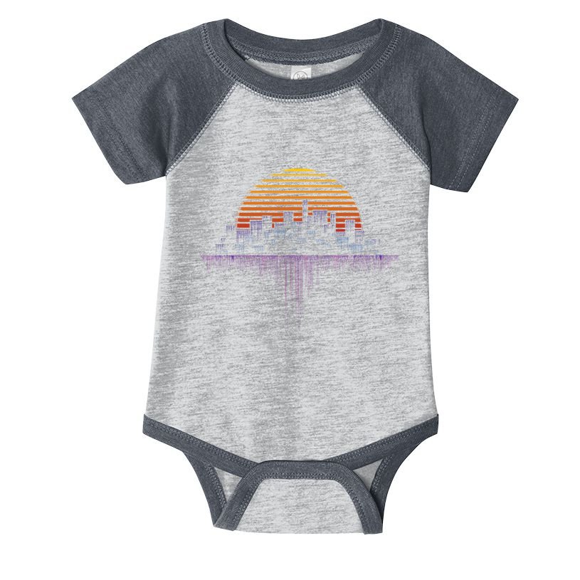 Synthwave Outrun Vaporwave City Sunset Aesthetic Infant Baby Jersey Bodysuit