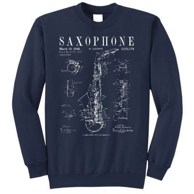 Saxophone Old Vintage Patent Drawing Print Sweatshirt