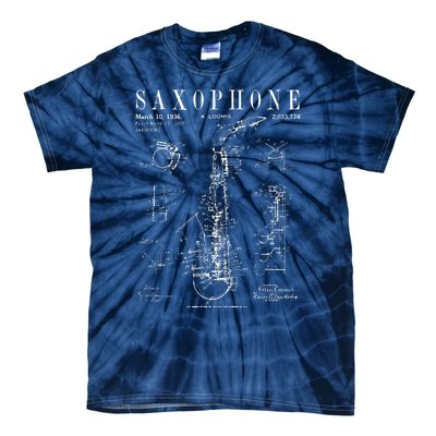 Saxophone Old Vintage Patent Drawing Print Tie-Dye T-Shirt