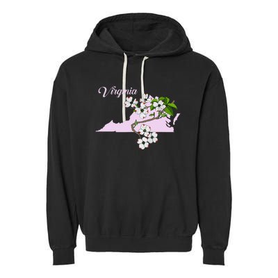 State Of Virginia Flower The American Dogwood Garment-Dyed Fleece Hoodie