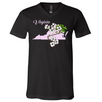 State Of Virginia Flower The American Dogwood V-Neck T-Shirt