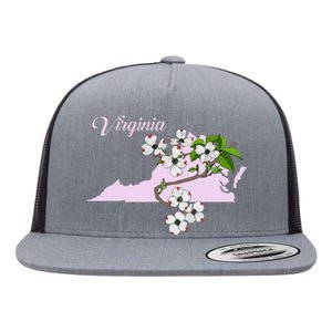 State Of Virginia Flower The American Dogwood Flat Bill Trucker Hat