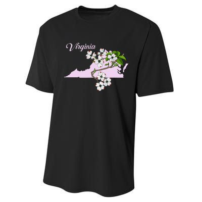 State Of Virginia Flower The American Dogwood Performance Sprint T-Shirt