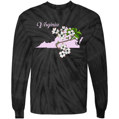 State Of Virginia Flower The American Dogwood Tie-Dye Long Sleeve Shirt