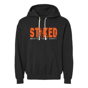 STOKED Orange & White Long Sleeve Garment-Dyed Fleece Hoodie