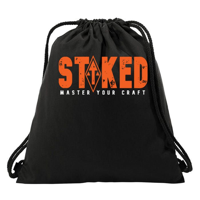 STOKED Orange & White Long Sleeve Drawstring Bag