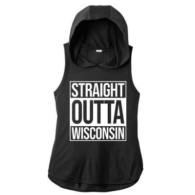 Straight Outta Wisconsin Ladies PosiCharge Tri-Blend Wicking Draft Hoodie Tank