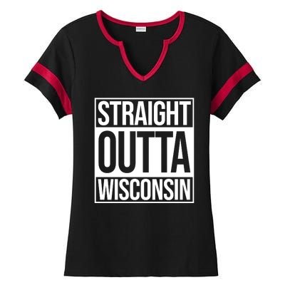 Straight Outta Wisconsin Ladies Halftime Notch Neck Tee