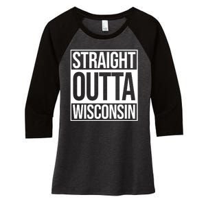 Straight Outta Wisconsin Women's Tri-Blend 3/4-Sleeve Raglan Shirt