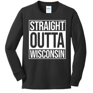 Straight Outta Wisconsin Kids Long Sleeve Shirt