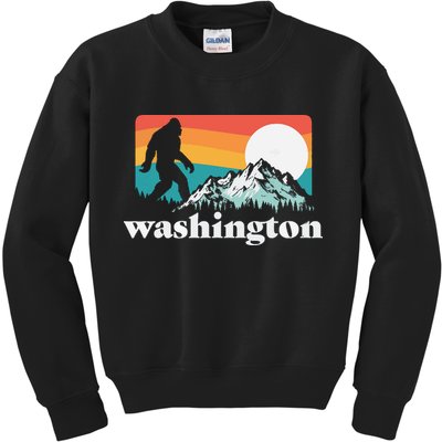 State Of Washington Pacific Northwest Bigfoot Mountain Kids Sweatshirt