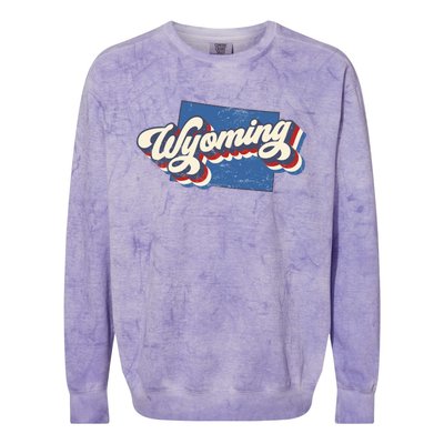 State Of Wyoming Retro Logo Colorblast Crewneck Sweatshirt