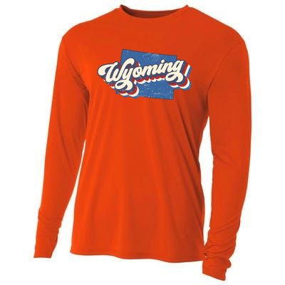 State Of Wyoming Retro Logo Cooling Performance Long Sleeve Crew