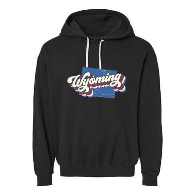 State Of Wyoming Retro Logo Garment-Dyed Fleece Hoodie