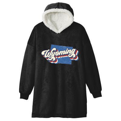 State Of Wyoming Retro Logo Hooded Wearable Blanket