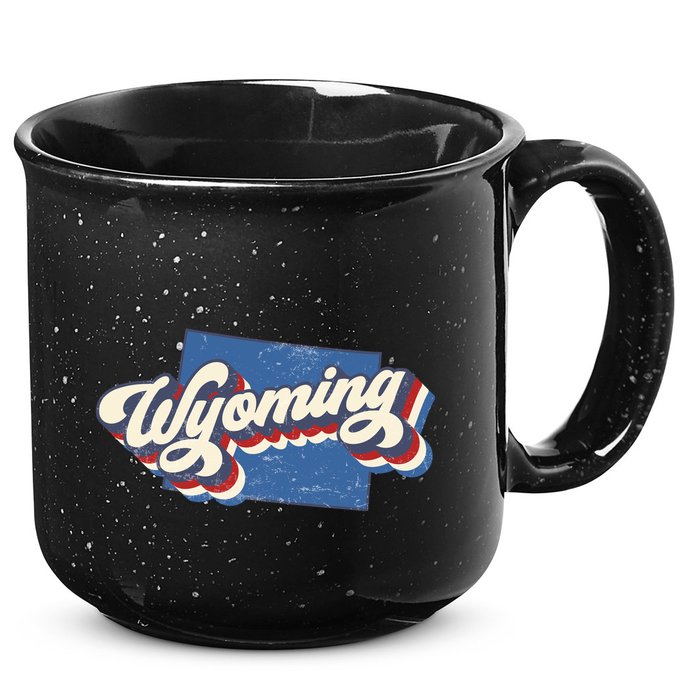 State Of Wyoming Retro Logo 15oz Campfire Ceramic Mug
