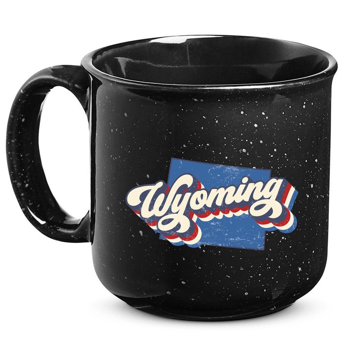 State Of Wyoming Retro Logo 15oz Campfire Ceramic Mug