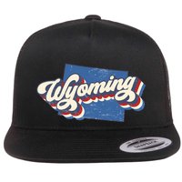 State Of Wyoming Retro Logo Flat Bill Trucker Hat