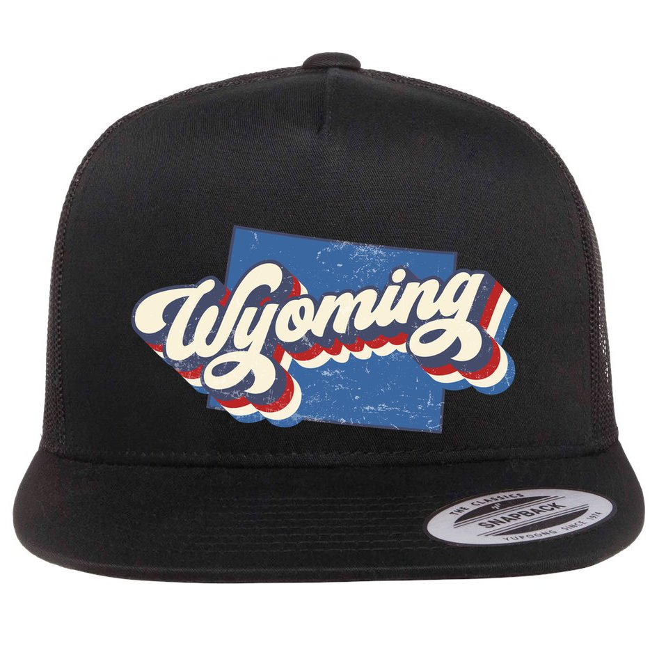 State Of Wyoming Retro Logo Flat Bill Trucker Hat