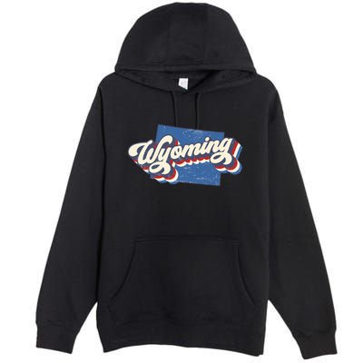 State Of Wyoming Retro Logo Premium Pullover Hoodie