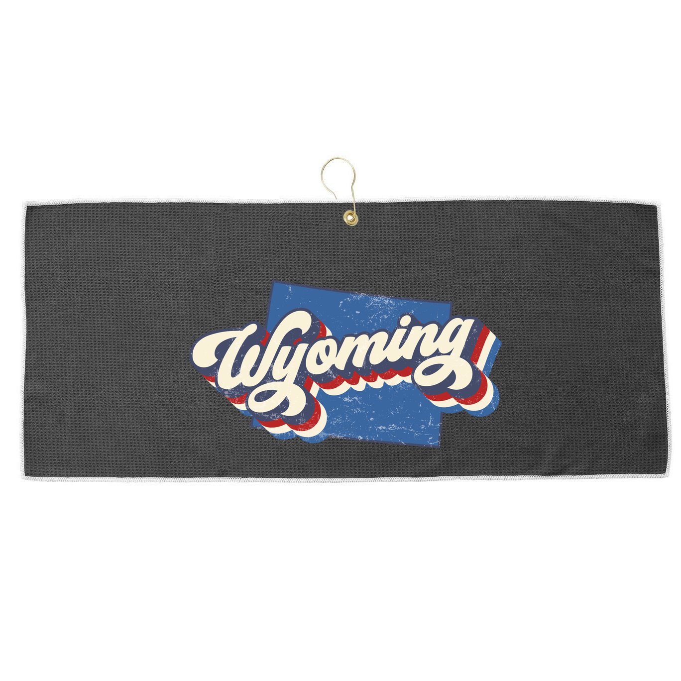 State Of Wyoming Retro Logo Large Microfiber Waffle Golf Towel